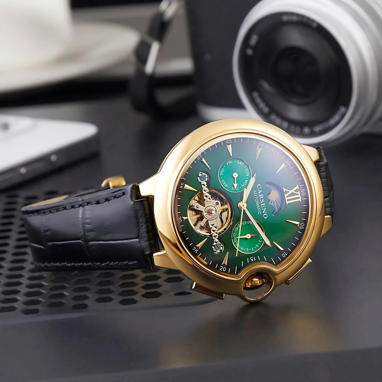 luxury man watch multifunctional moon phase tourbillon mechanical watch for Dropshipping