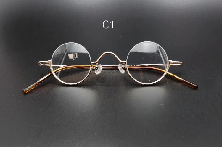Vintage anti blau licht lesebrille Vintage kleine runde brillen mit durchmesser von 35mm gold, silber und schwarz – Detail 2