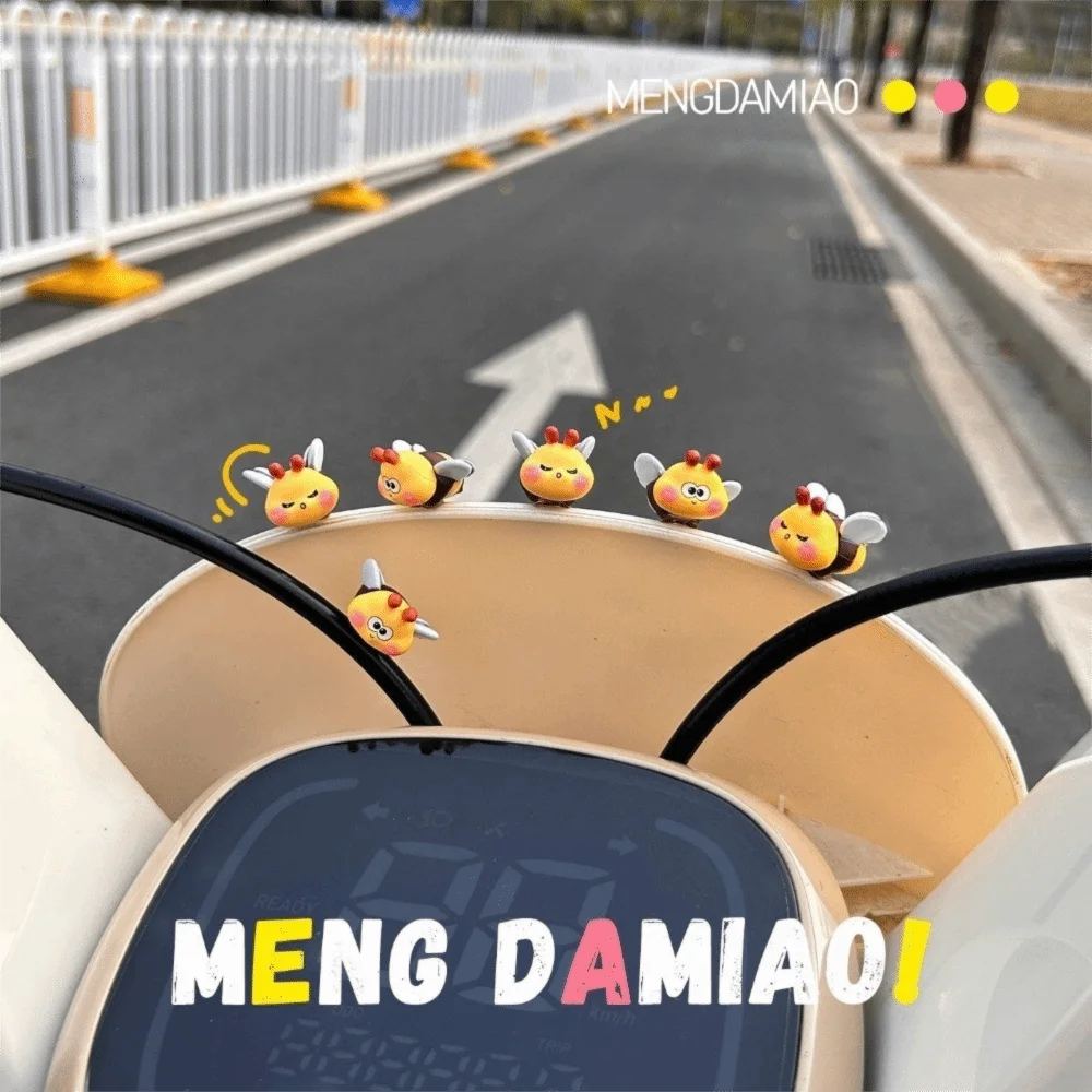 4Pcs Gifts Little Bee-shaped Motorcycle Rearview Mirror Decoration Mini Cartoon Electric Scooter Decoration Little Bee Ornaments