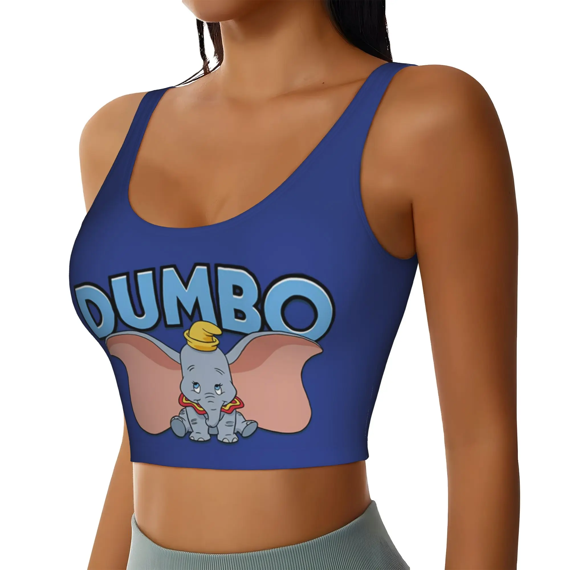 Custom High Impact D-Dumboes Sports Bra Women Anime Elephant Gym Workout Yoga Crop Top