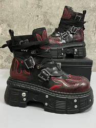 Botas de cuero de alta calidad con personalidad de calle frita para hombre, suela gruesa, aumento interior, moda de invierno, 2024