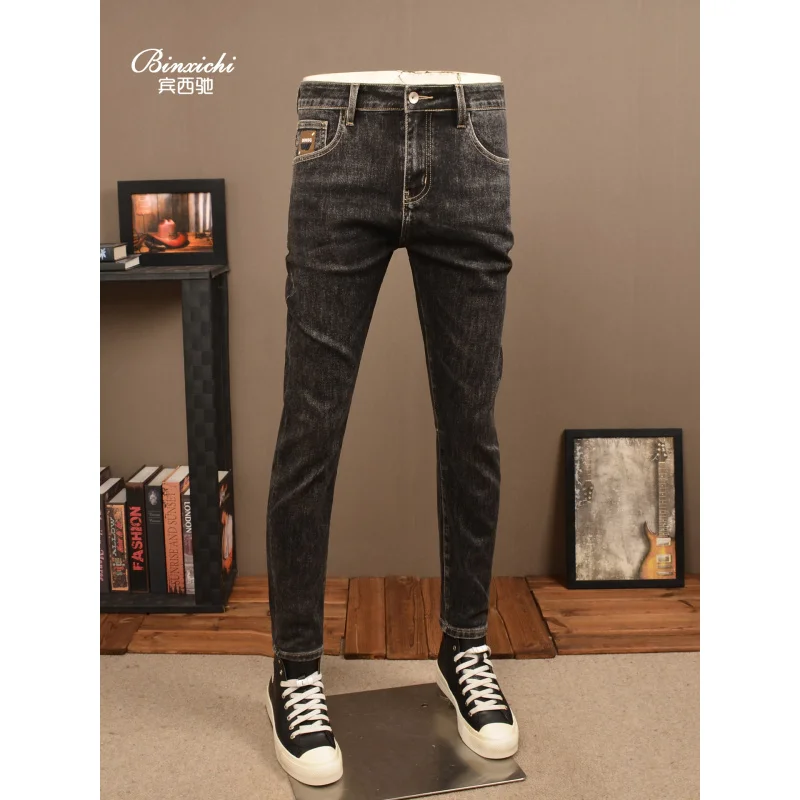 Autumn/Winter Retro Black Jeans Men 2025 New Elastic Small Feet Trendy Versatile Casual Pants