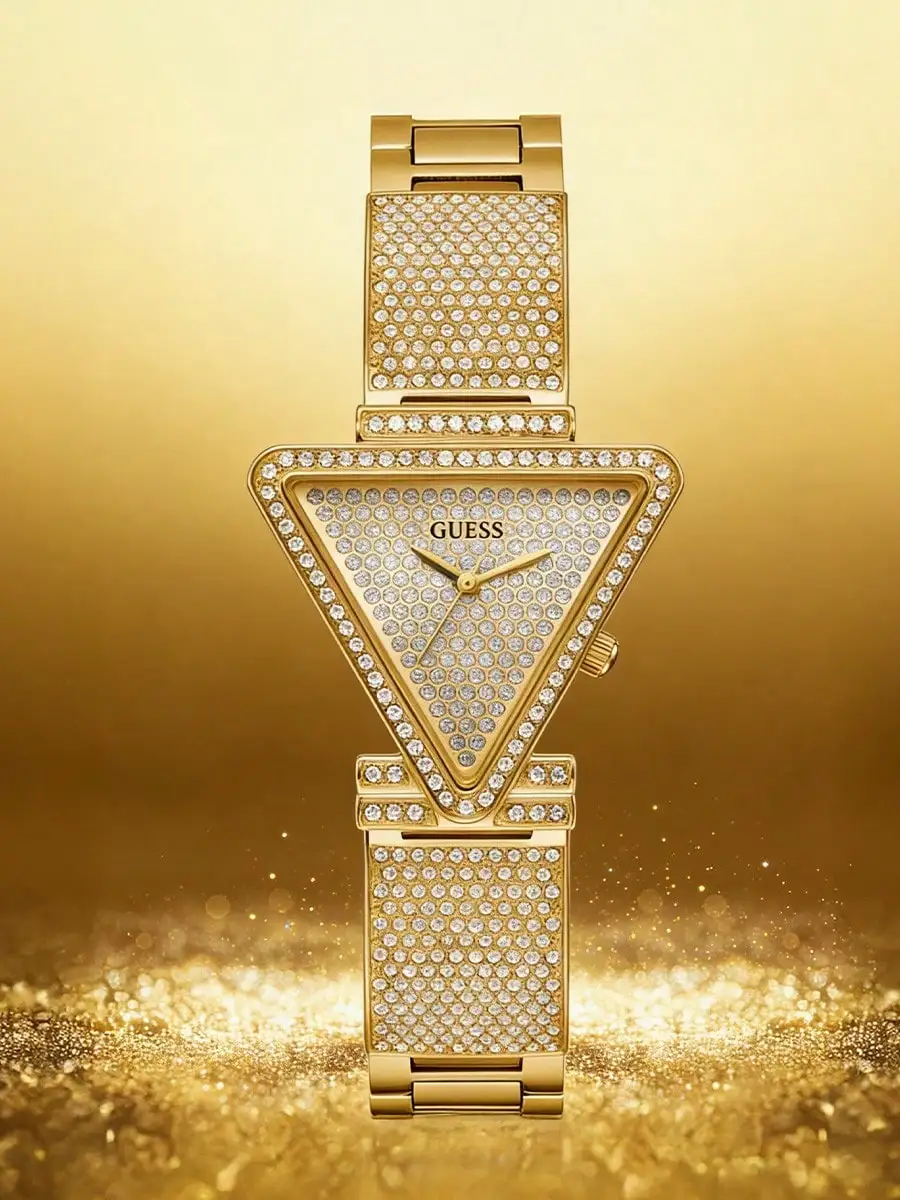 

Элегантные женские часы GUESS класса люкс с треугольным циферблатом, инкрустированным стразами, кварцевые наручные часы для повседневной носки, вечеринок и в подарок