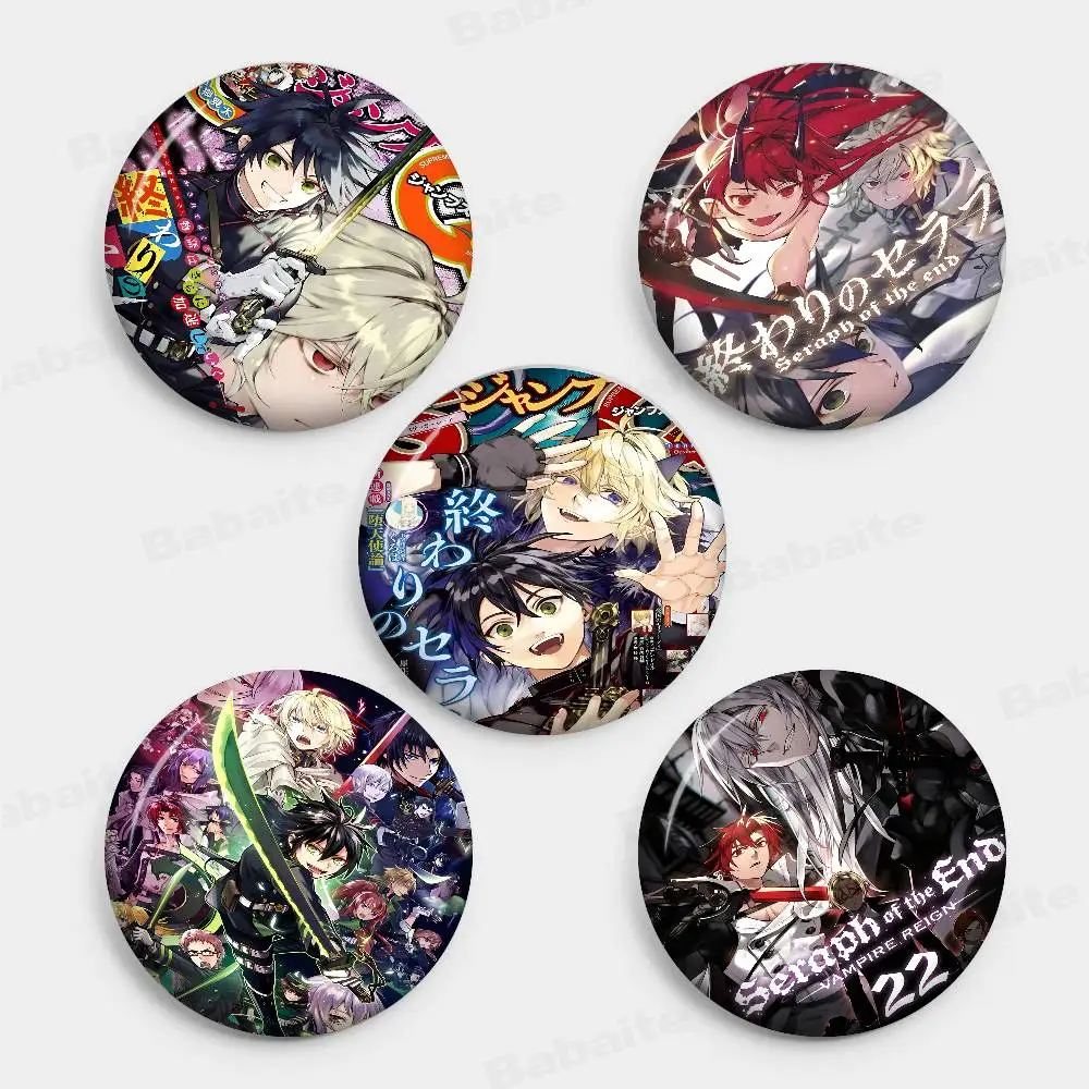 Anime Seraph of The End 32/44/58mm Round Cartoon Brooches Handmade Pins for Backpack Jewelry Accessories Gifts Creative Badge