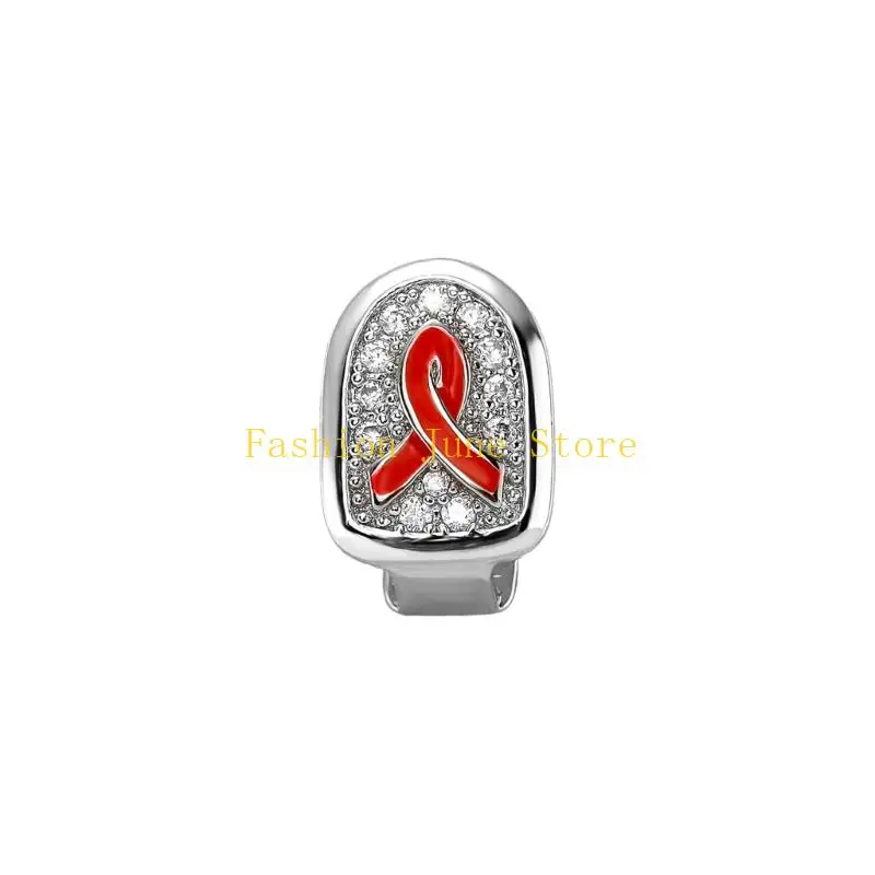 N5KA Front Tooth Accent Charm with Red Enamel Accent for Photo Styling