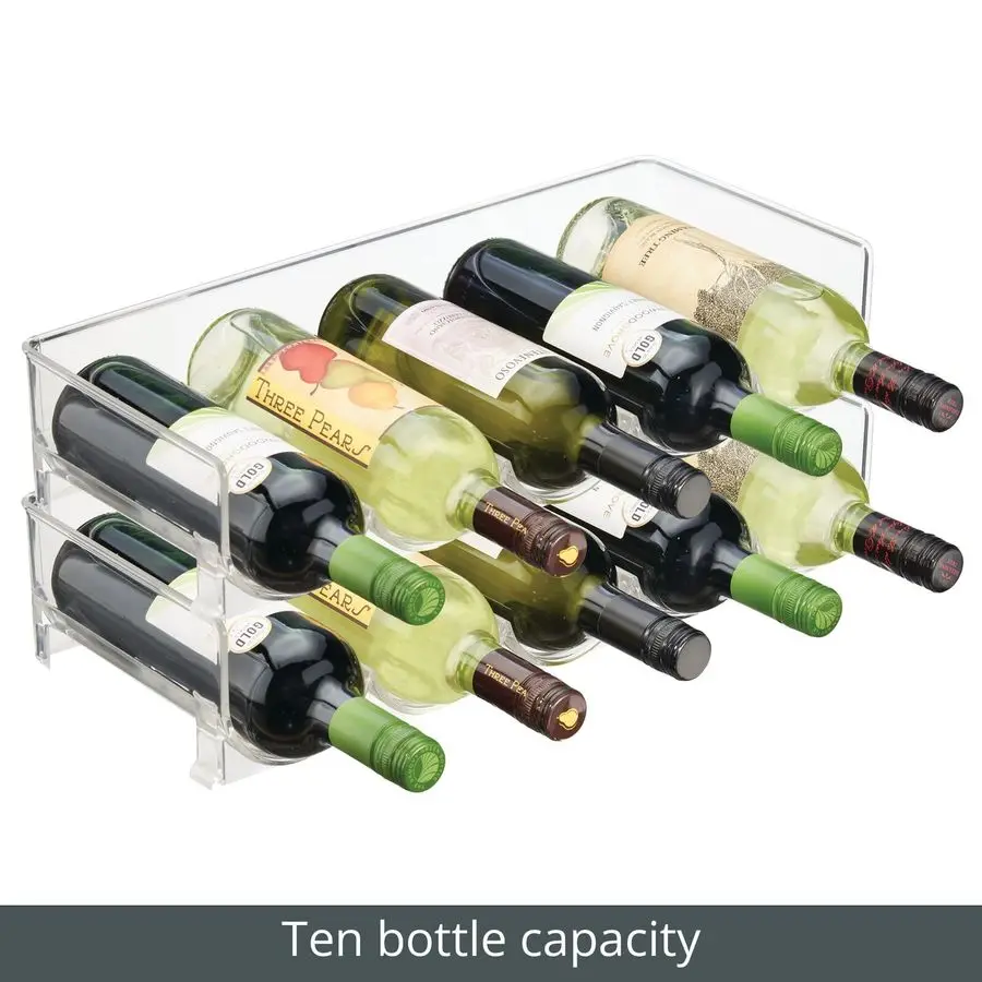 Plastic FreeStanding Water Bottle and Wine Rack Storage Organizer for Kitchen Countertops, Table Top, Pantry, Fridge Stackable
