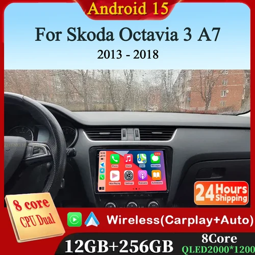 Para Skoda Octavia 3 A7 2013 - 2018 Android 15 12 + 256GB 4G WIFI Radio de coche Carplay Auto Multimedia reproductor de vídeo estéreo navegación GPS