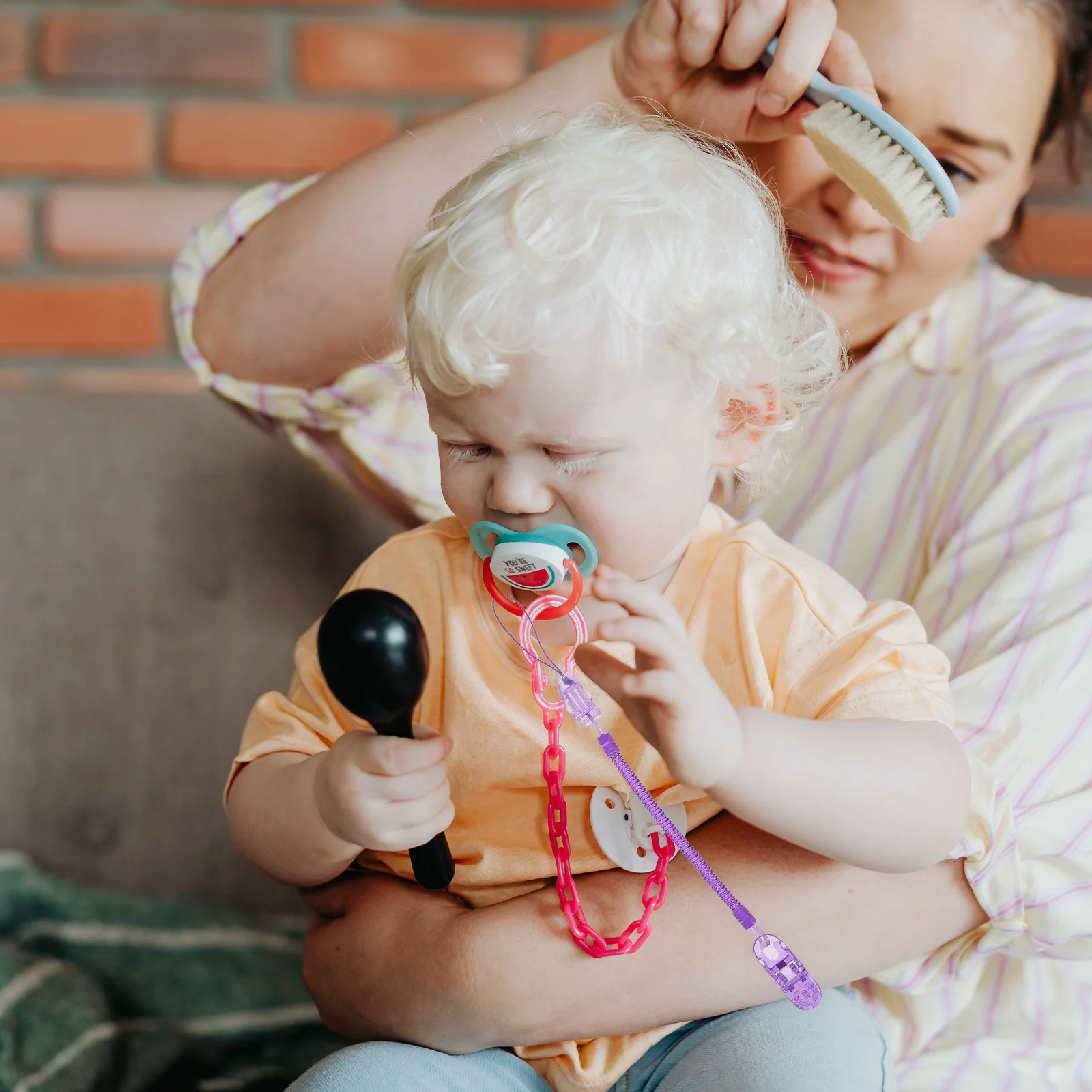 4 قطع من مشابك مصاصة الطفل المصنوعة من السيليكون الشفاف للمشروعات اليدوية، مشبك شارة شفاف باللون الوردي والأزرق والأرجواني والأخضر #3