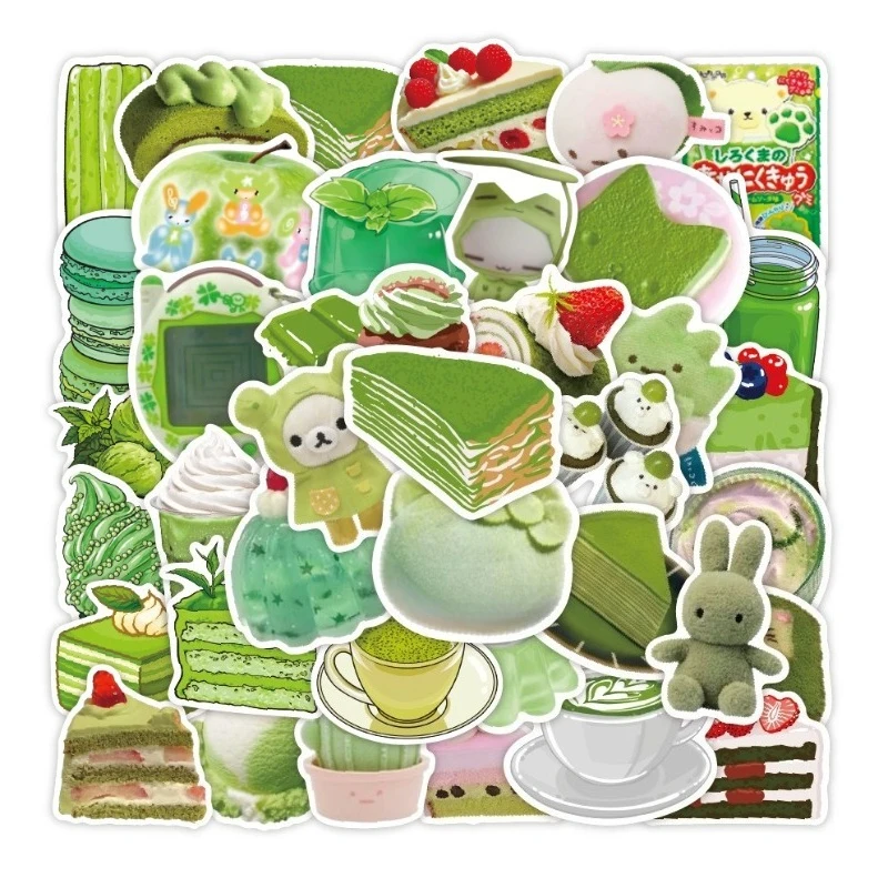 Instagram Aesthetic Matcha Green Sticker Set 50 Sheets Kawaii Cartoon Doodle Decals for Journaling Laptop Water Bottle Decor