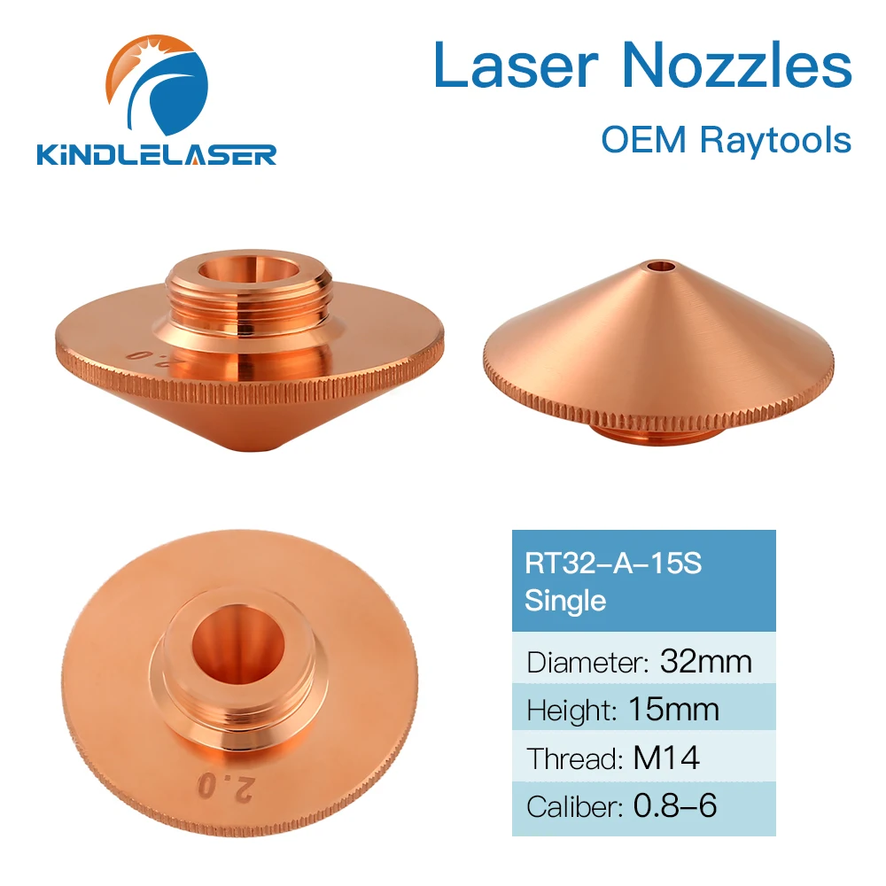 Kindlelaser 10 peças raytools dia.32mm calibre h15 0.8-6 bicos de laser de soldagem de camada única/dupla para máquina de corte a laser de fibra