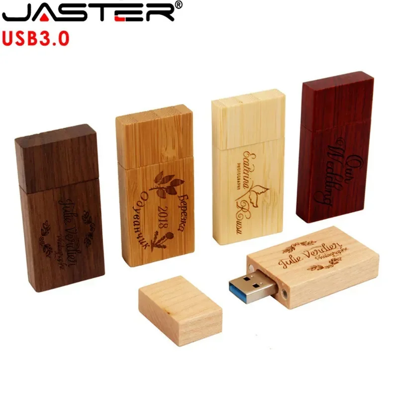 

JASTER Wooden Block USB 3.0 Flash Drive Red Wood Pendrive 4GB 8GB 16GB 32GB 64GB 128GB Memory Stick U Disk Gift