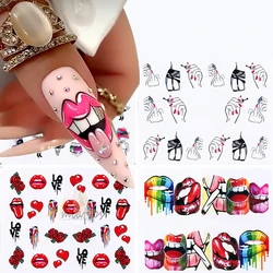 3D Lips Nail Art Stickers Sexy Hot Lips Girl Slider Self-adhesive Manicure Nail Art Supplies DIY Manicure Accessories