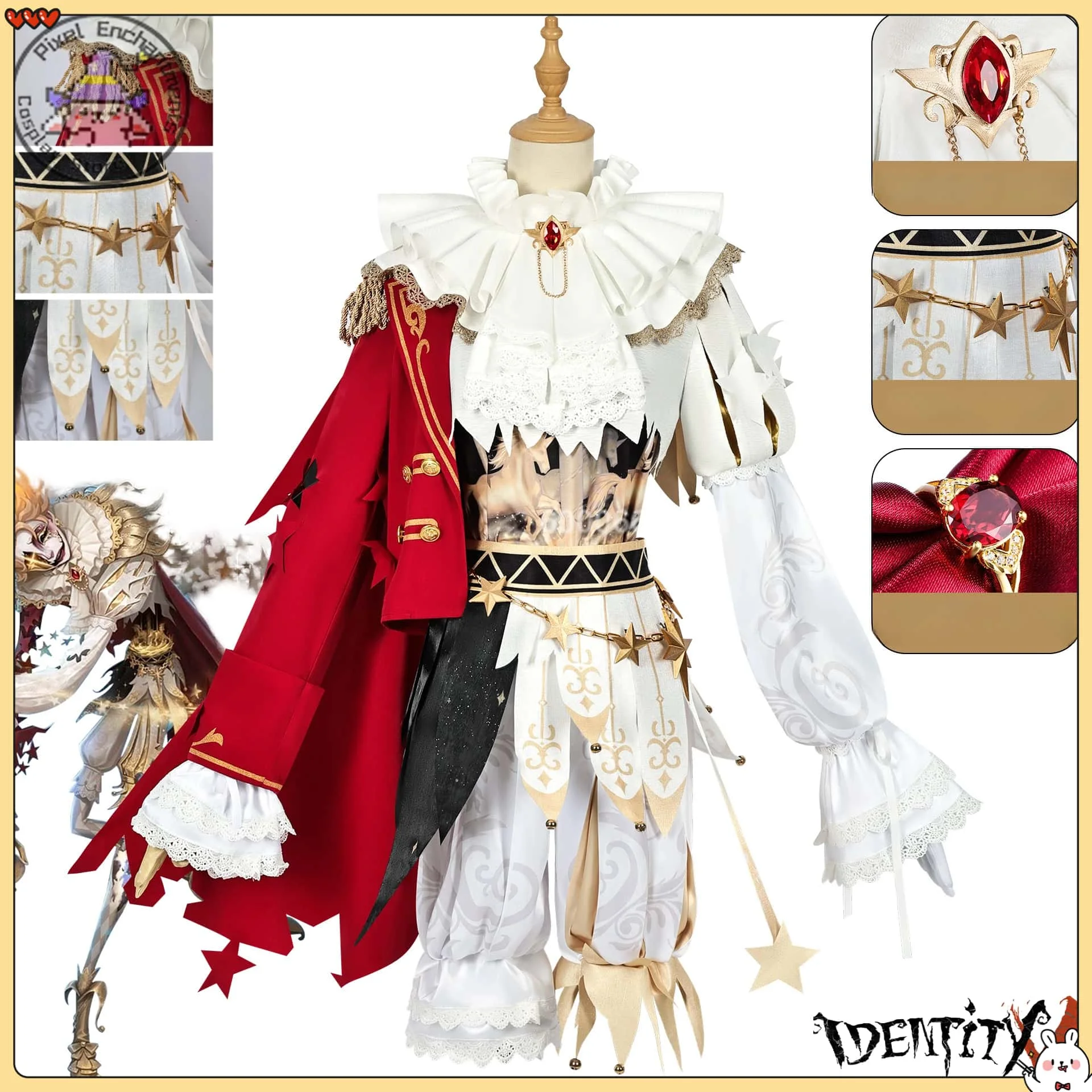 

Hot Game Identity V Brightest Starcos Joker Cosplay Costume for Men Weeping Clown Anime Clothes Halloween Party Comic Con Suit