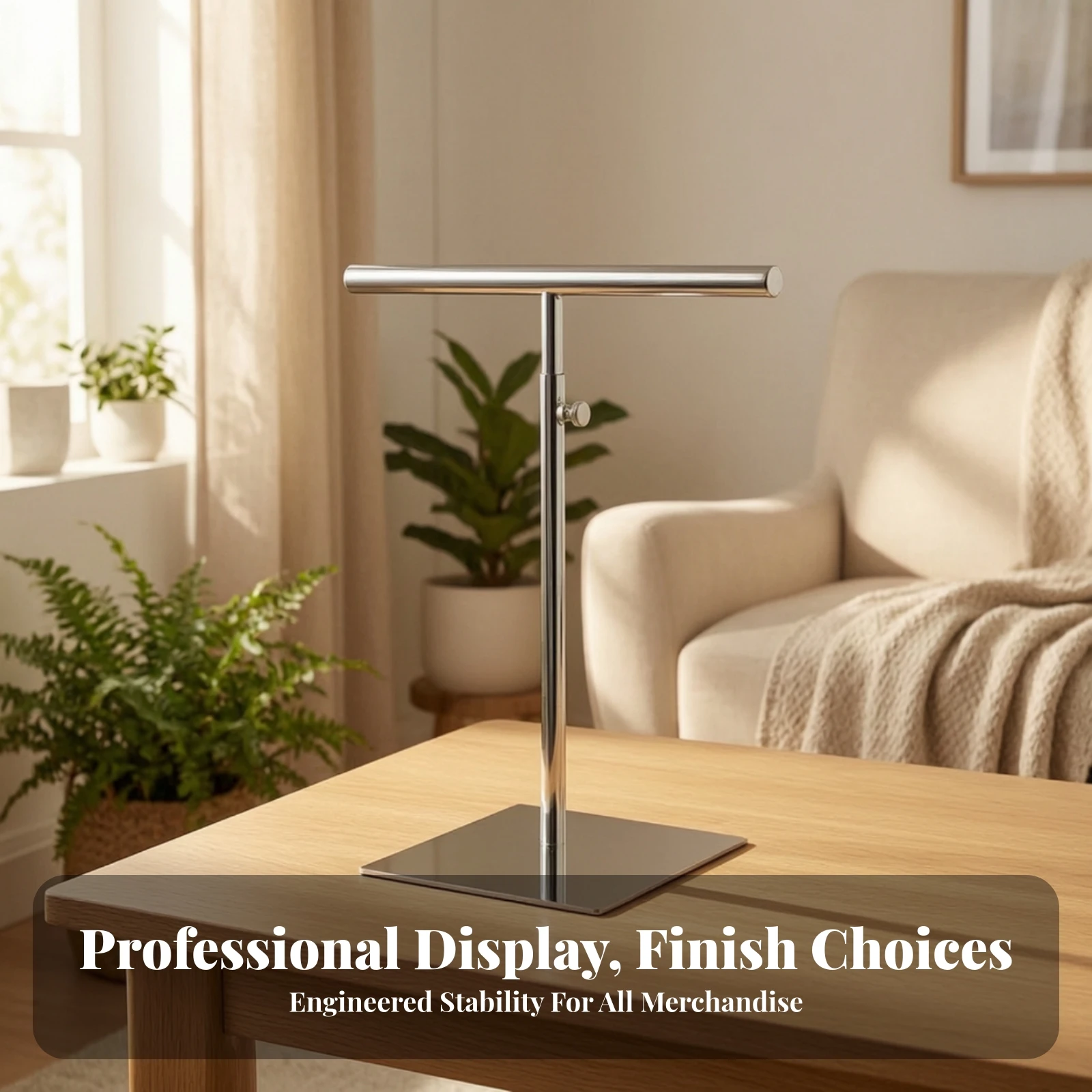 Bag Display Stand Heavy Duty T-Shaped Bar Display Stand Purse Rack Metal Holder Rust-Resistant for Boutiques, Retail Stores