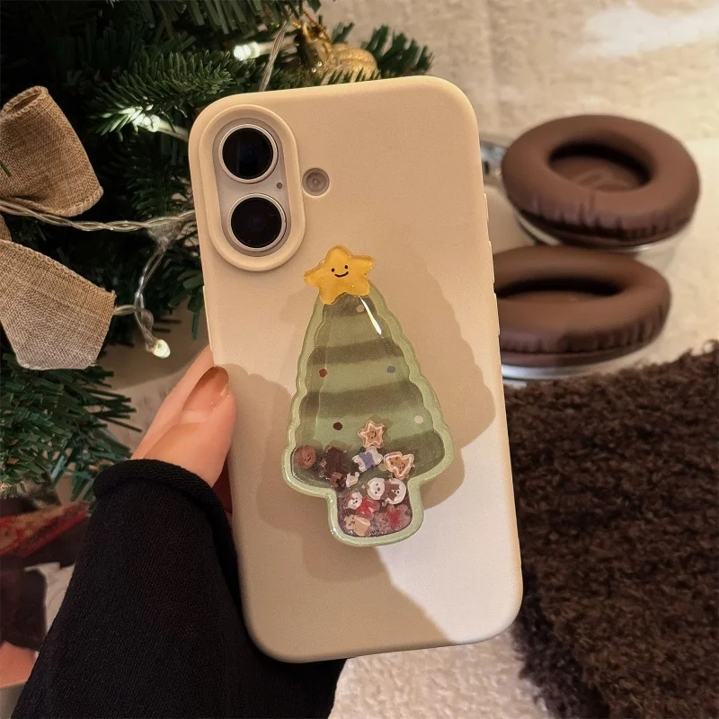 

Ins Christmas Tree Swinging Music Stand Protection Phone Case Christmas Personality with Stand Comes with Stand Phone Case