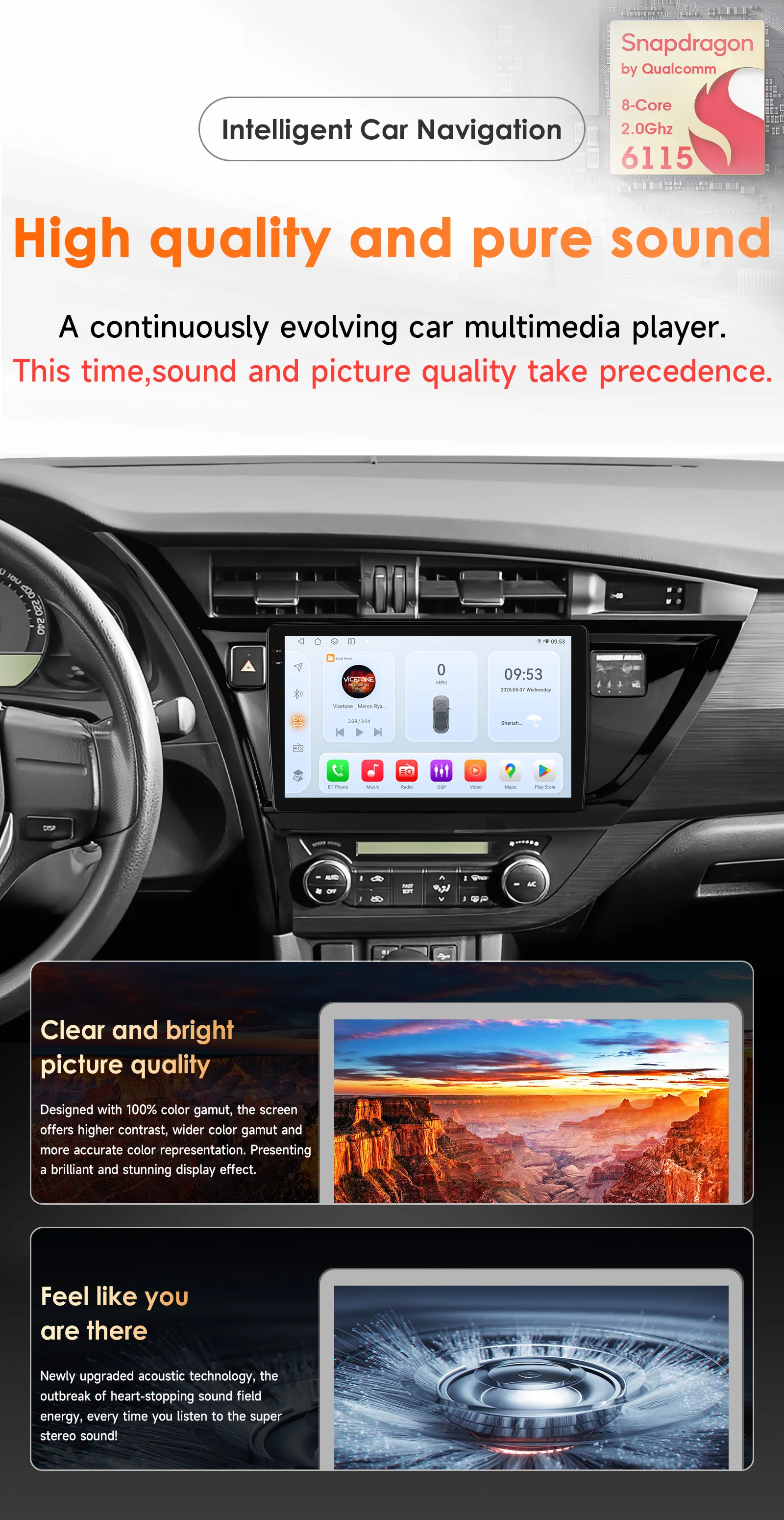Hizpo 8Core 2Din Android Auto Multimedia GPS Player Für Toyota Corolla Auris 2013-2016 AI Carplay 4G 360Kamera durch Snapdragon6115 – Detail 2