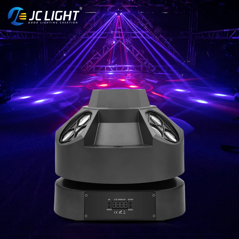 quatro cabeca bee eye luz laser led de giro colorido feixe de lampada voz controlada estroboscopica laser dj disco party jc 01