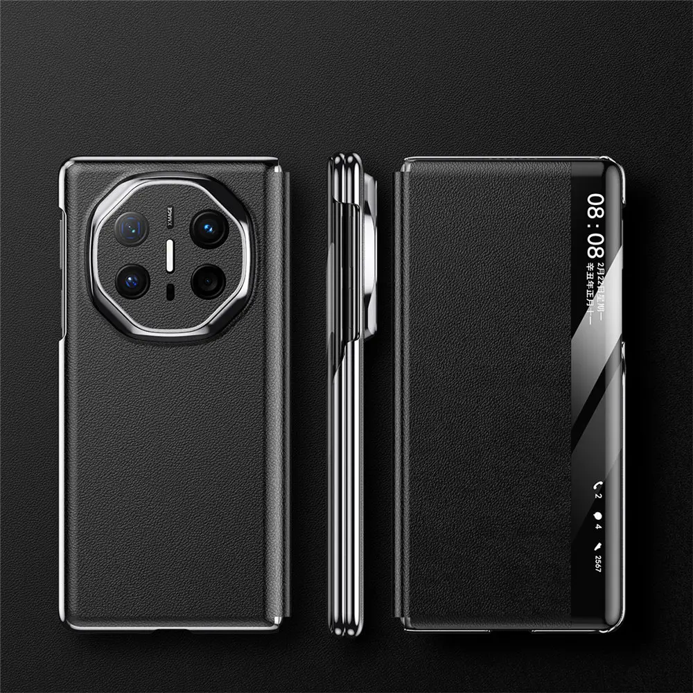 

Чехол Magsafe из воловьей кожи премиум-класса с двойным шарниром для Huawei Mate X6 X5 X3, чехол с видом на окно