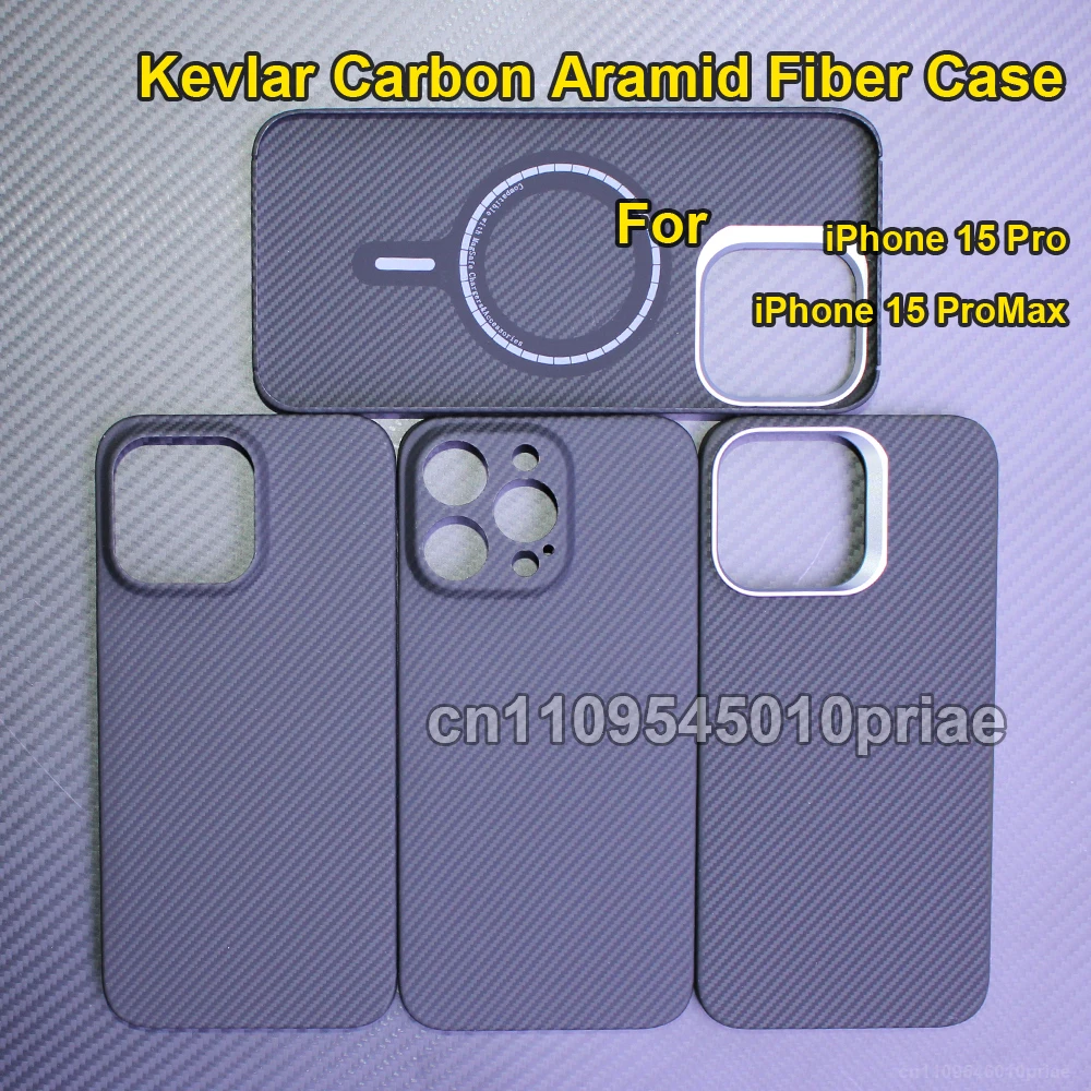

600D Real-thin Carbon Fiber Phone Case for iphone 15 pro max/15 pro case Aramid Fiber fabric thinhard Magnetic balck Slim light