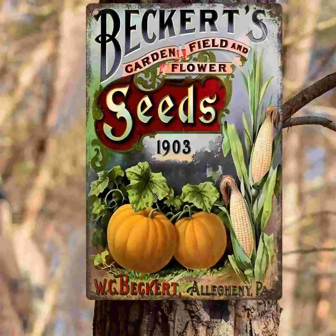 2D FLAT 1pc Vintage Beckert's Seeds Garden Field And Flower Metal Wall Sign Decoration for Home Garage Bedroom Porch And Garden view 5
