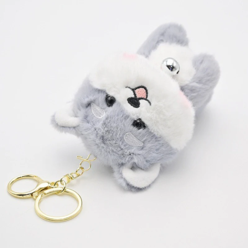 1Pcs New Cartoon Round Small Shiba Inu Plush Toy Keychain Cute Little Animal Doll Pendant Couple Schoolbag Charm Birthday Gift