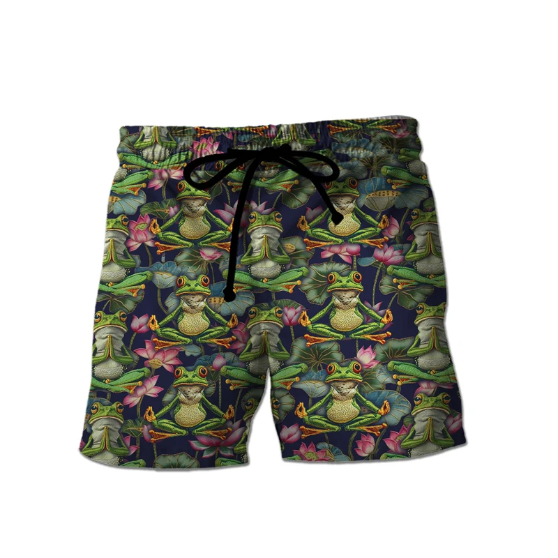 Shorts de praia para homens, sapo animal engraçado, baú de férias havaiano, tops de moda Harajuku, roupas infantis