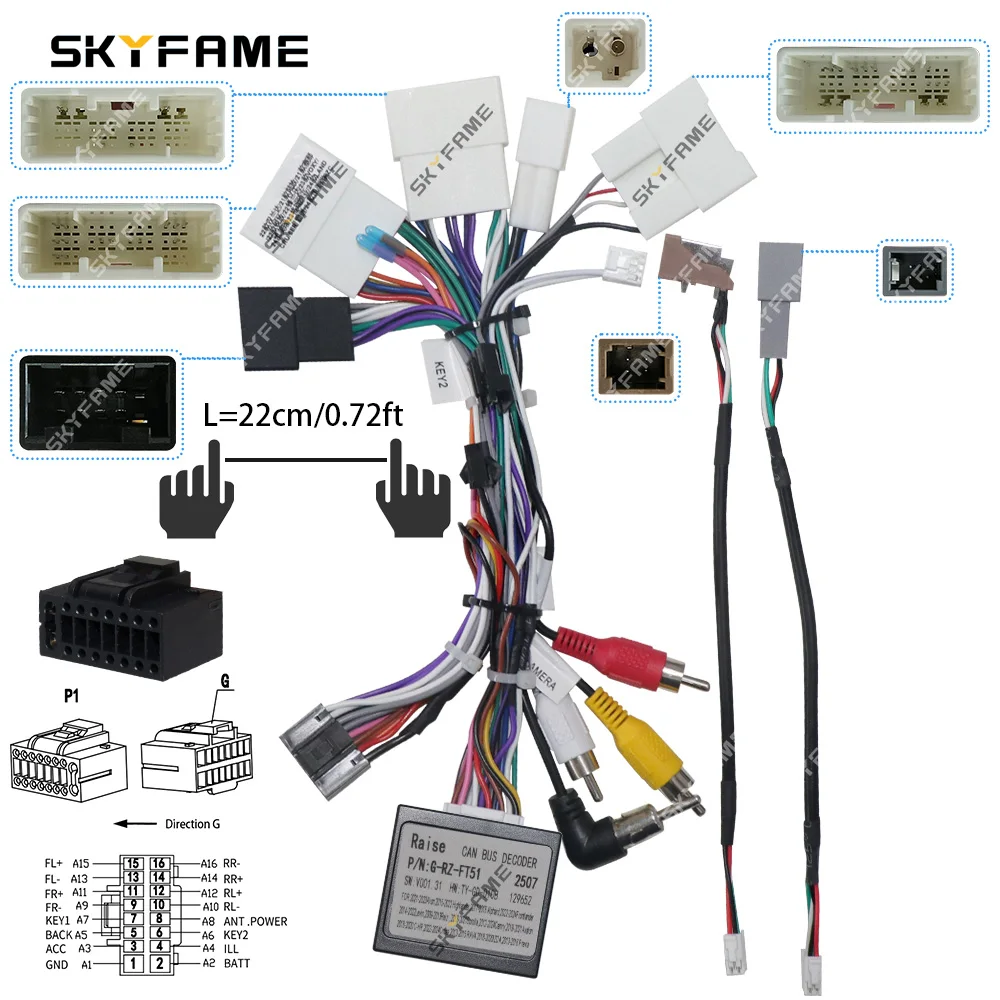 Adaptor Harness kabel mobil Raise, kabel daya Android Box Canbus untuk Toyota Corolla Camry Hilux Sienna Tacoma Innova RZ-FT01