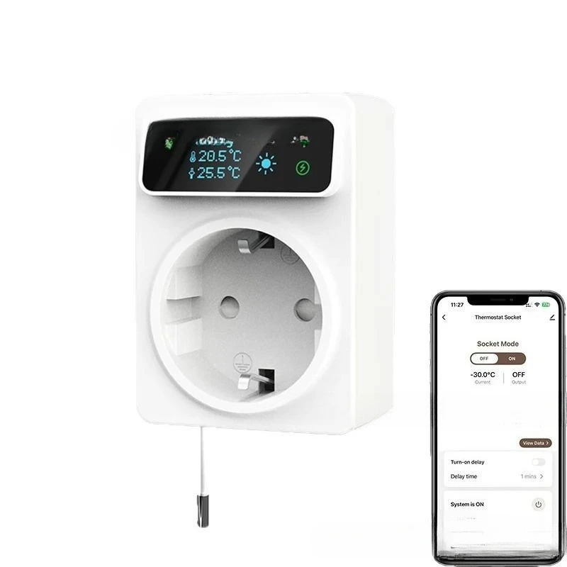 

WiFi thermostat, European Union plug 16A real-time temperature monitoring belt, display screen