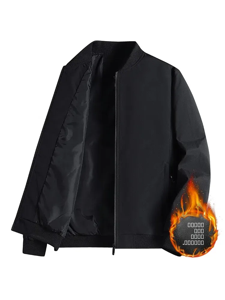 الرجال البيسبول طوق Jaet Thiened Fce فضفاضة تناسب ملابس خارجية دافئة عادية Sle أربعة مواسم ألياف البوليستر سستة إغلاق #3