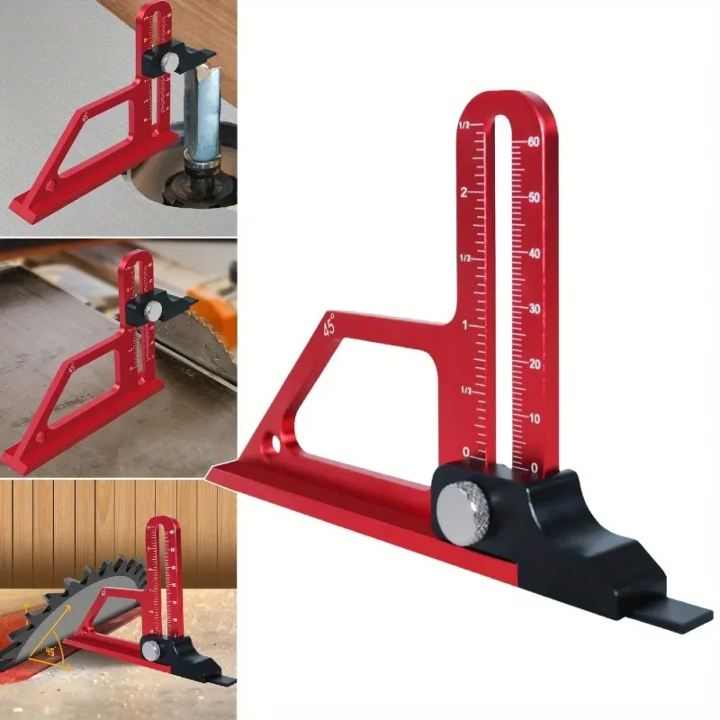 Router Bits Setting Up Blade Height Gauge, 0-60mm Adjustable Table Saw Depth Gauge Aluminum Metric Inch Measuring Tool