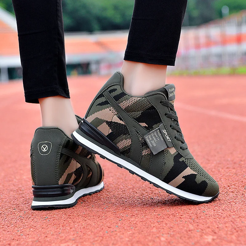 

Heightening Women's Running Shoes Graffiti Breathable Mesh Casual Sneakers Lightweight Outdoor Jogging Trainers Comfort Shoes