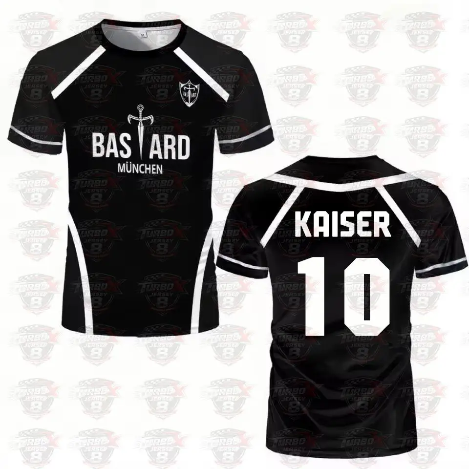 Blue Lock Anime Shirt Black And White Maillot Men's Football T-shirt Kaiser Isagi Training Breathable Sports Men's T-shirt