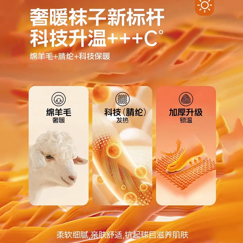 

Wool Socks for Women, Autumn and Winter, Fleece-Lined, Thickened, Towel Bottom, Mid-Calf Socks, Warm, Seamless, Long Socks, Cold