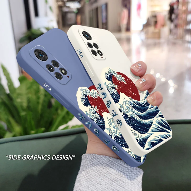 Red Sun Sea Waves Phone Case For Xiaomi Redmi Note 13 12 12S 11 11S 11T 10 10A 10T 10S 9T 9 Pro Plus 10C 9A 9C 9T 4G 5G Cover