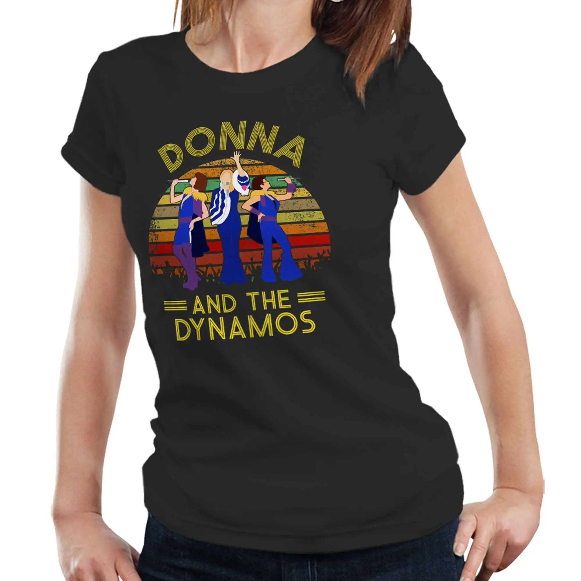 Donna And The Dynamos Fitted Ladies T Shirt Mamma Music  Shaped Side Seams Classic Fit 100 Cotton