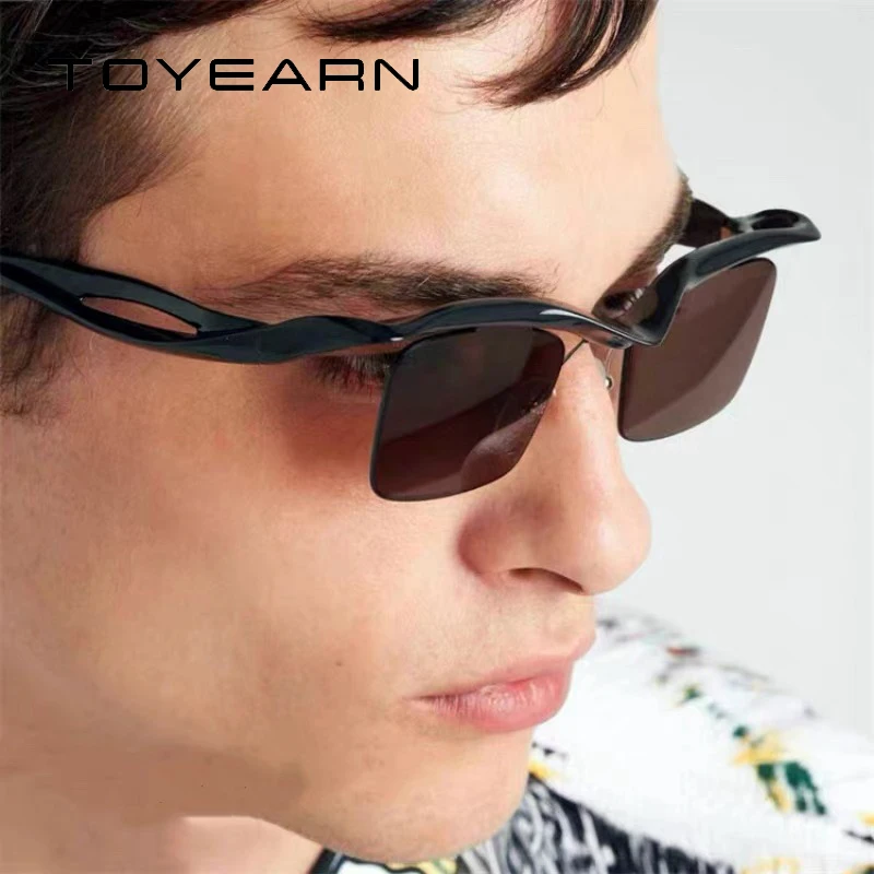 New Y2k Small Frame Eyebrow Sunglasses Women For Men Luxury Brand Designer Vintage Rimless Square Sunglasses Popular Punk Shades