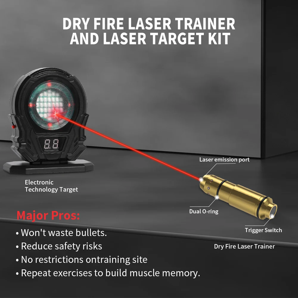 Portable Laser Practice System With Hit Detection Target Lightweight For Home Use Muscle Memory Training.