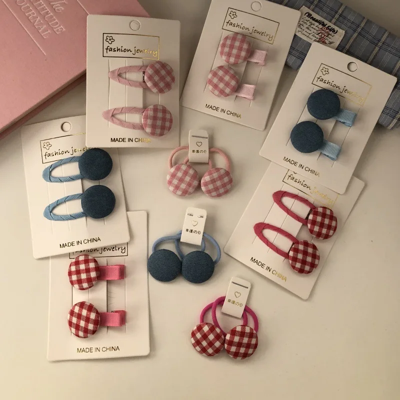 

Sweet Fabric Plaid Hair Clips Cute Kawaii Princess Hair Ties Girls Bangs Side Clips Forehead Broken Hair Clips Style Accessories