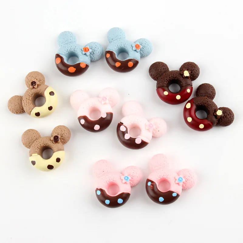 10pcs/Bag Resin Donut DIY Cute Cartoon Hairpin Phone Case Colorful Clay Sprinkles Miniature Home Decor Cream Gum Tiara,Earrings