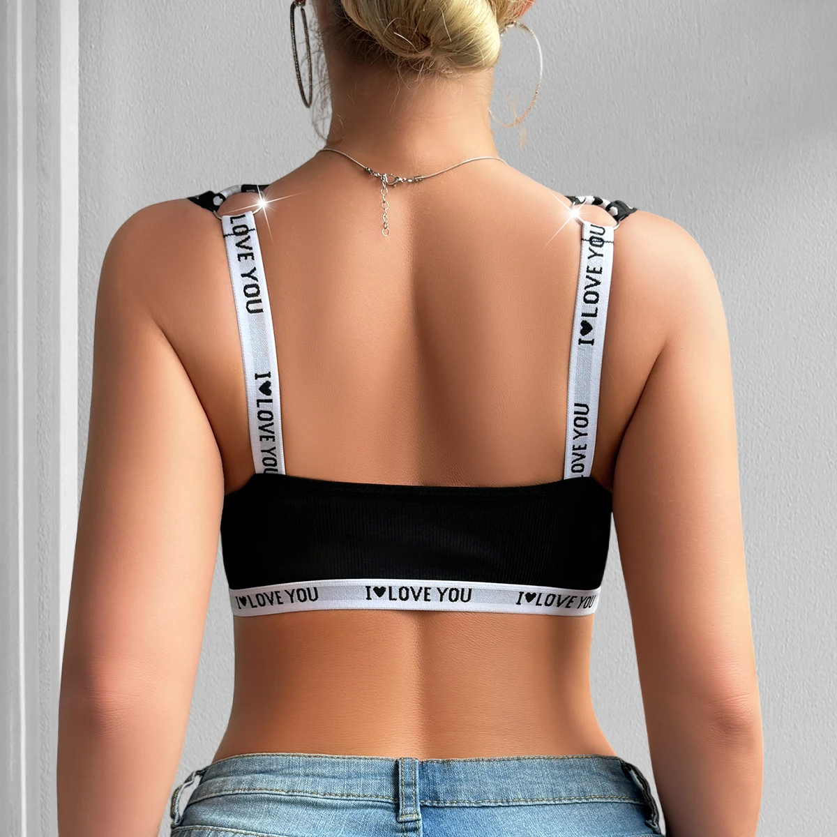 1 шт., модное сексуальное женское нижнее белье с буквенным ремешком на спине, бюстгальтер без косточек, эротическое сексуальное женское белье, дышащие женские бюстгальтеры с чашкой 3/4, 1 шт.