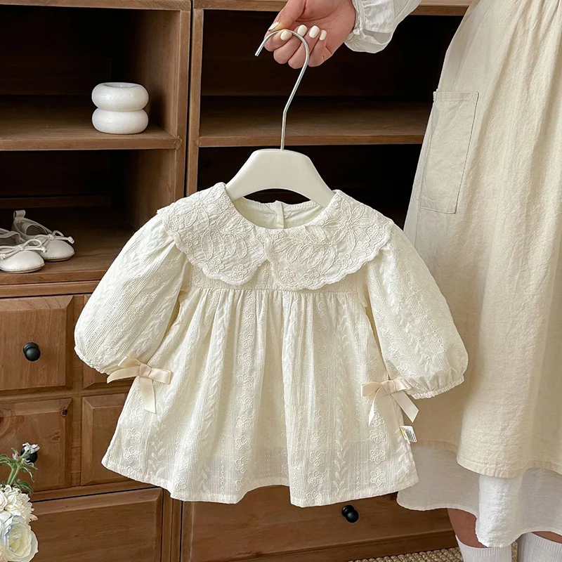 2026 New Spring Sister Dress 2-6Yrs Girl Party Dress Long Sleeved Cotton Embroidery Kids Princess Dresses Children Clothes