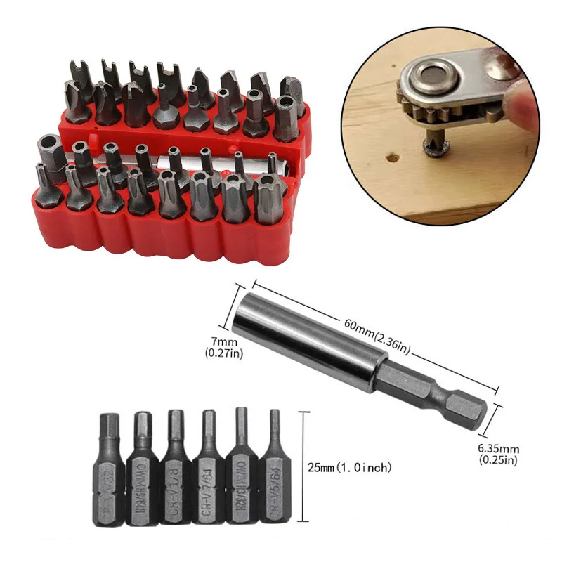64Pcs Screwdriver Bits Socket 1/4 Inch Hex Shank Hand Drill Screwdriver Head Compatible With Flexible Drill Extensions Drive Bit