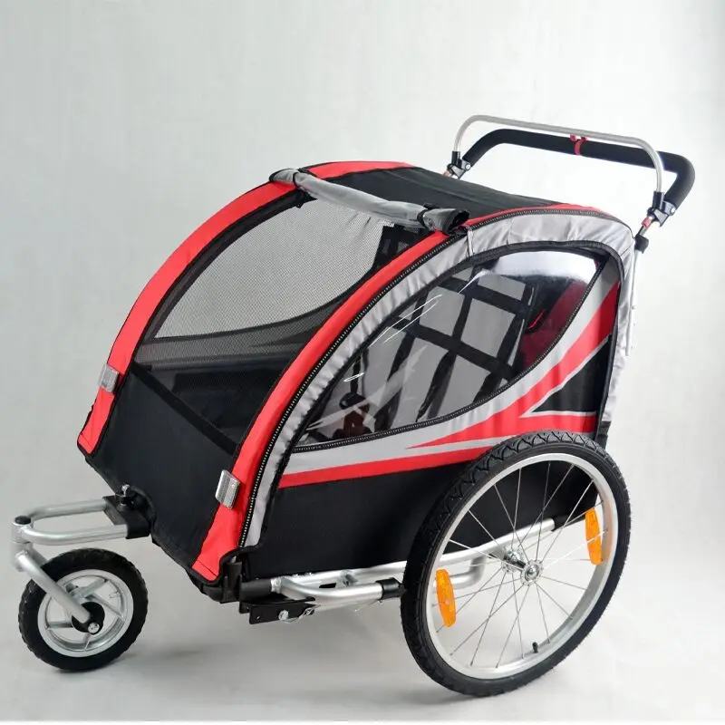 

Aluminum alloy children's cart and trailer, two-seat bicycle trailer, universal front wheel walking cart, shock absorption