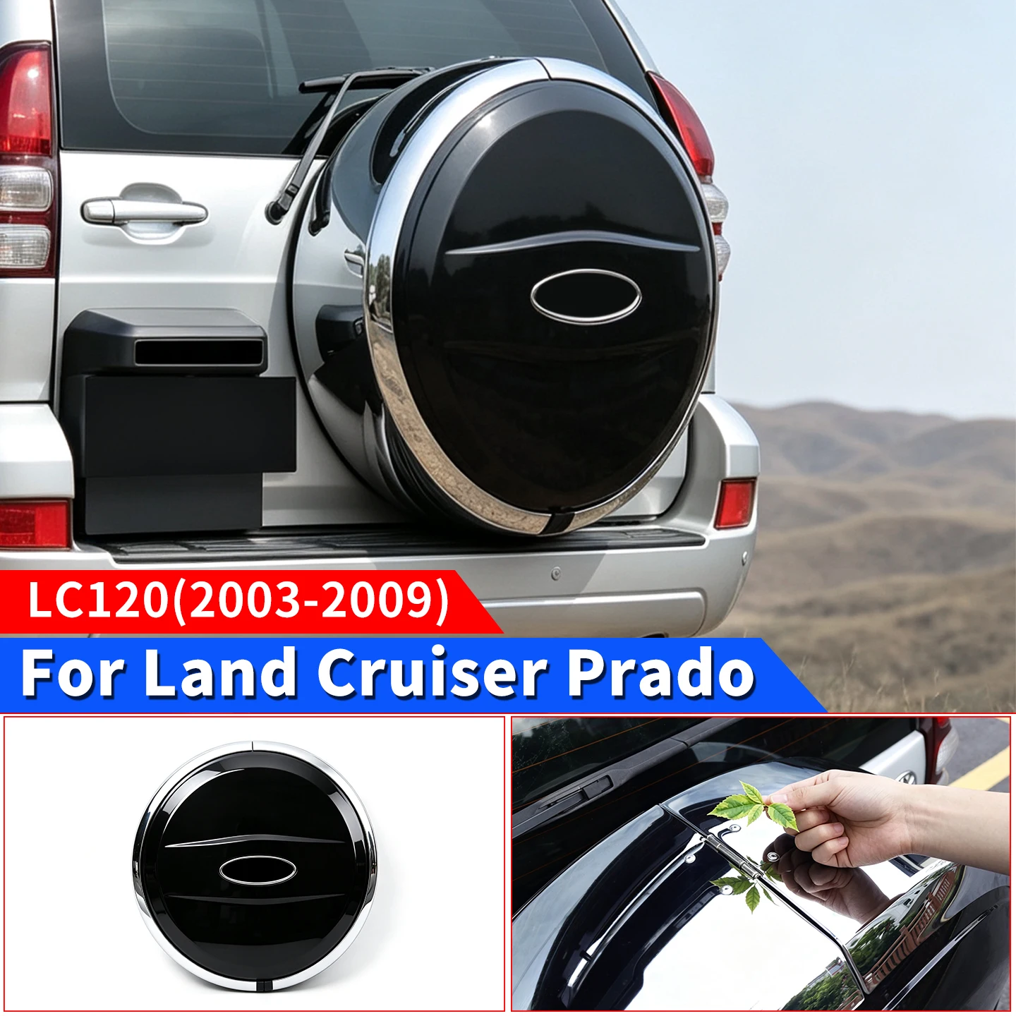 For Toyota Land Cruiser Prado LC120 J120 2003-2009 Spare Tire Cover Replacement Rear Tire Protector Exterior Upgrade Accessories