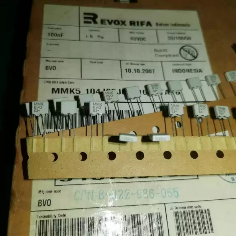 EVOX 63V0.1UF 104J 100N film capacitor with a pin distance of 5MM, imported with original packaging