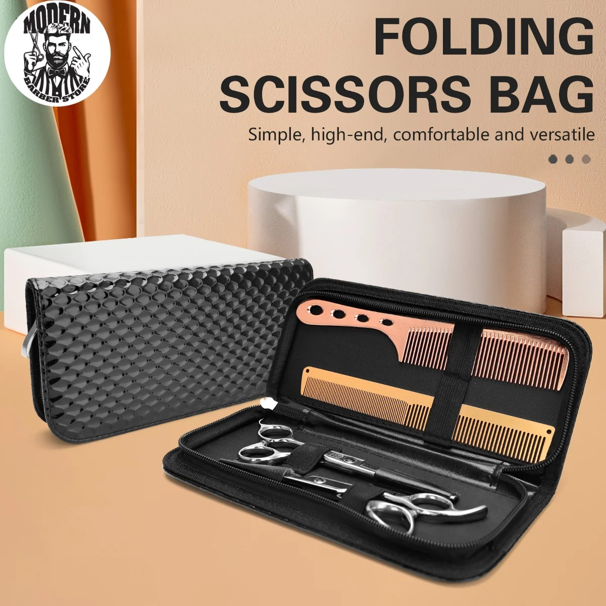 

Salon Haircut Scissors Bag Professioal Hairdresser PU Leather Comb Scissors Storage Bag PackageHairdressing Tools Accessories