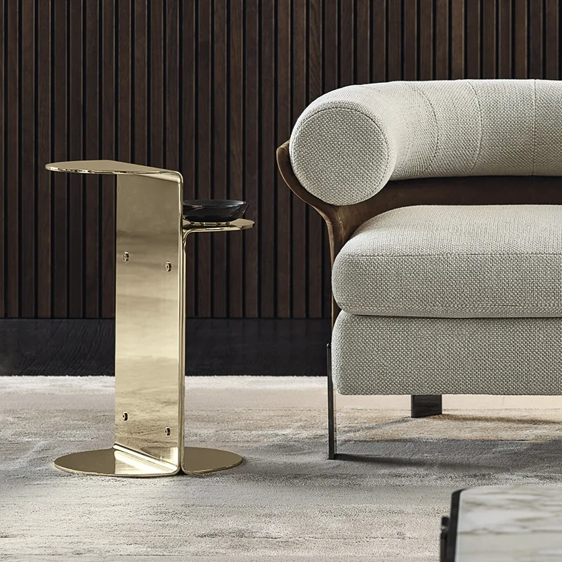 Minimalist light luxury sofa, side tables, corners, modern and simple living room villa small apartments