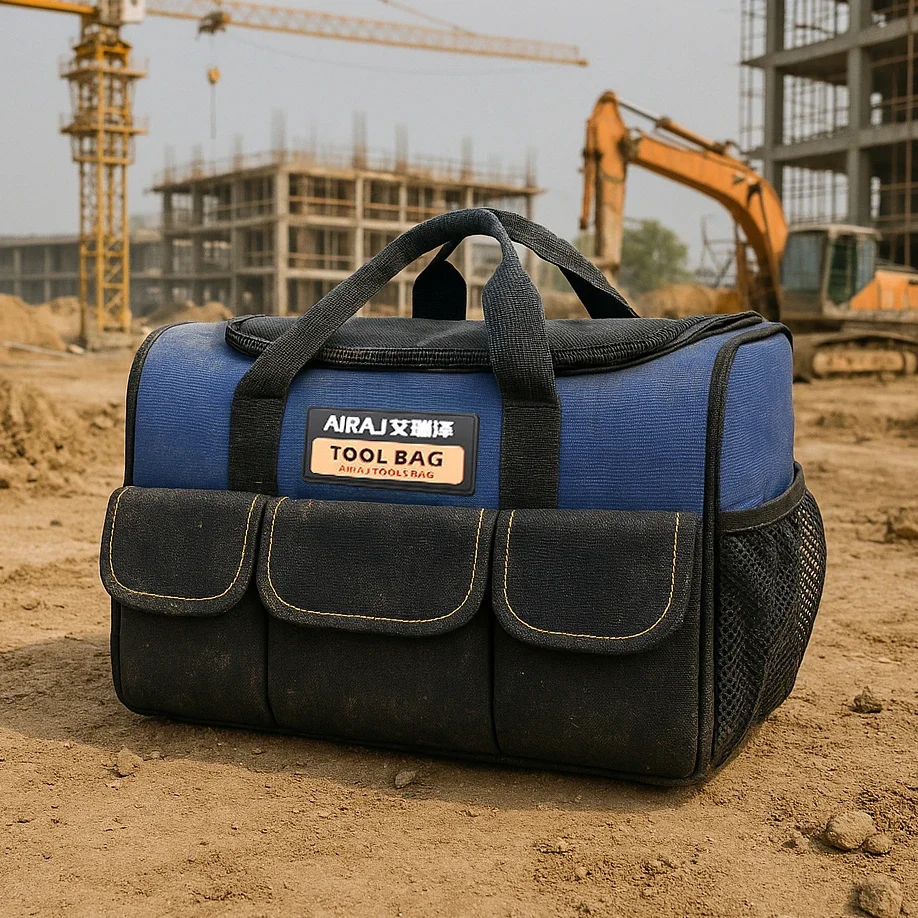 AIRAJ Square Tool Bag with 30% More Capacity Waterproof Multi Pockets Tool Organizer Tool Pouch for Electrician Tools