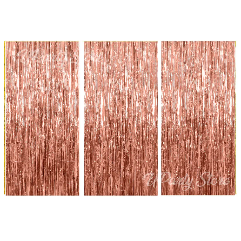 3 Stück Silberfolien-Fransenvorhänge, 10 Farben, metallisches Roségold, Lametta, Streamer-Vorhänge für Geburtstag, Hochzeit, Party, Hintergrunddekoration – Detail 8