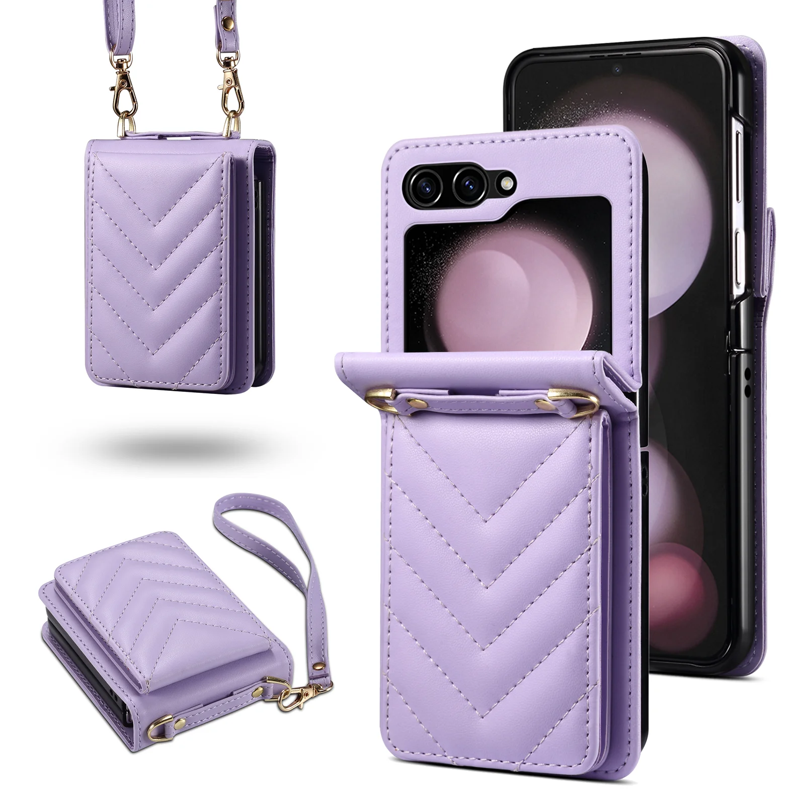 Anti-Knock Wallet Cell Phone Coque Case for Samsung Galaxy Z Flip 5 Flip4 Flip 3 4 Flip5 Flip6 Card Slot Business Leather Cover